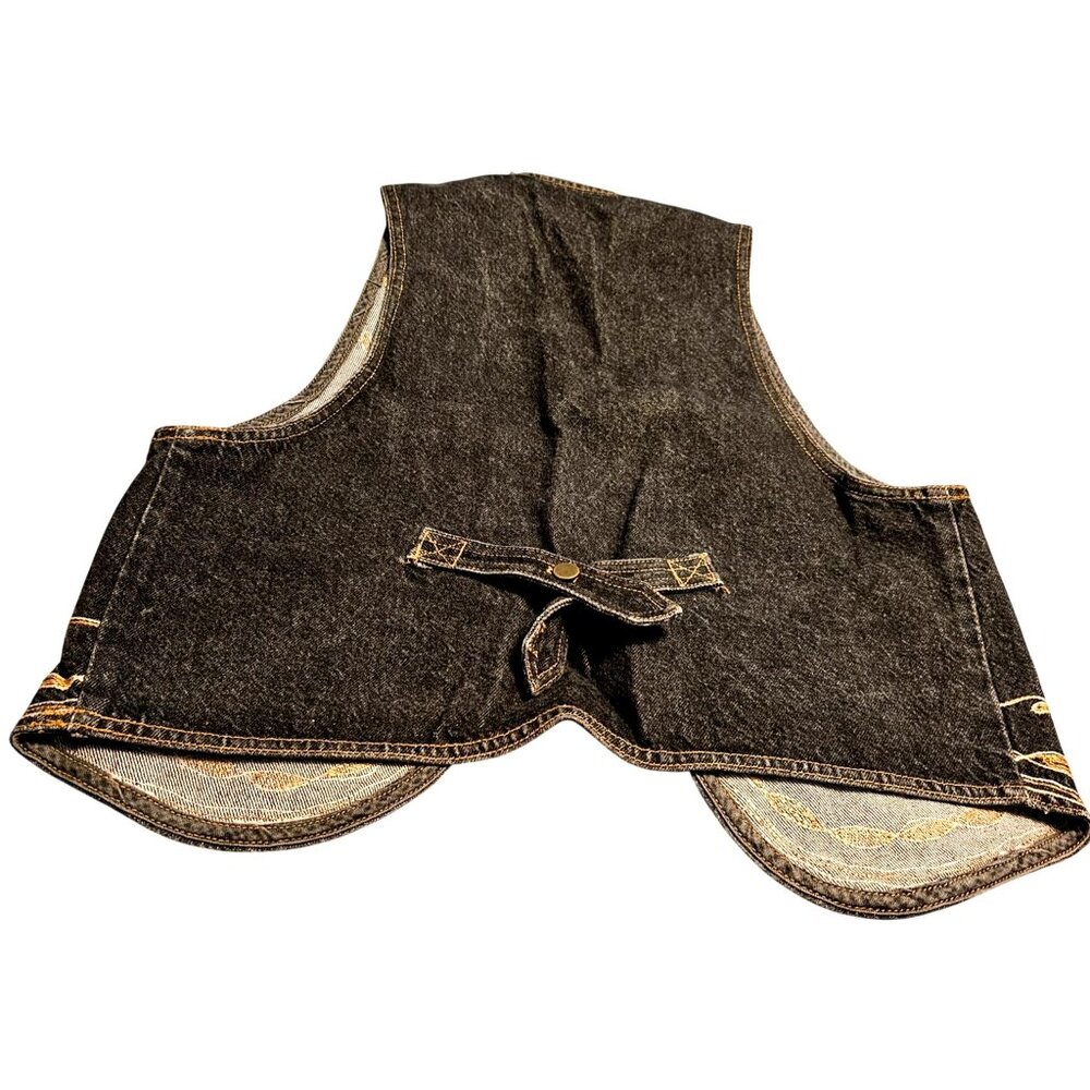 Karen Kane Women's Embroidered Black Denim Vest With Floral Design Size S 100% C - Picture 5 of 10